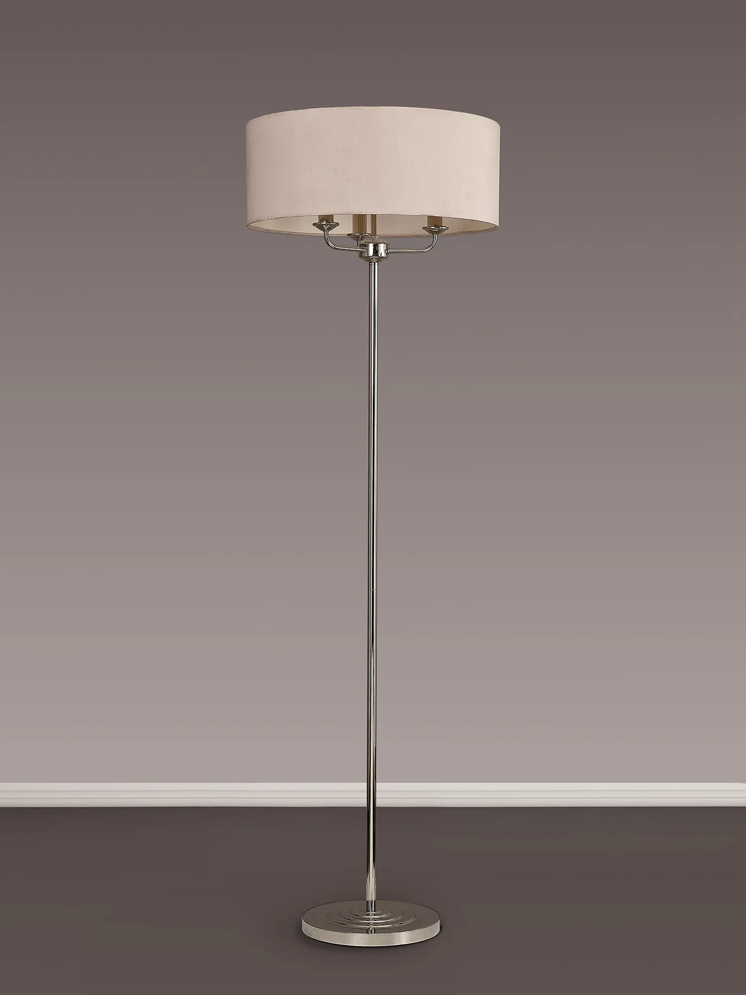 Banyan 45cm 3 Light Floor Lamp Polished Nickel; Nude Beige DK0896  Deco Banyan PN NU